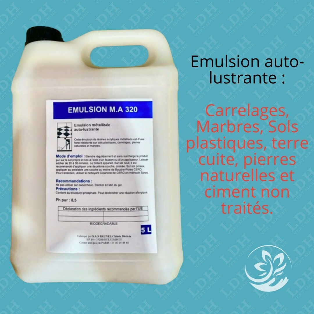 Emulsion sol auto-lustrante - protection Carrelages, Marbres, Sols plastiques, terre cuite, pierres naturelles et ciment non traités.