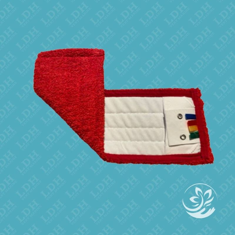 FRANGE MICROFIBRE DE LAVAGE ROUGE A LANGUETTES ET POCHES 44cm