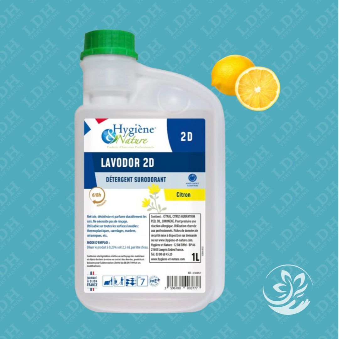 LAVODOR 2D – Détergent désodorisant sols senteur citron – forte rémanence 6 à 8h LAVODOR 2D – Détergent désodorisant sols senteur citron – forte rémanence 6 à 8h