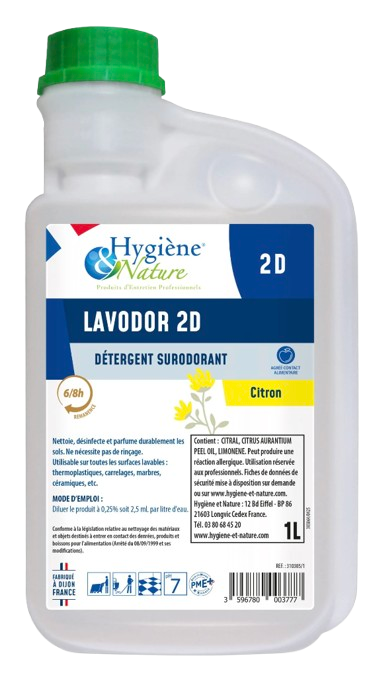 LAVODOR 2D – Détergent désodorisant sols senteur citron – forte rémanence 6 à 8h