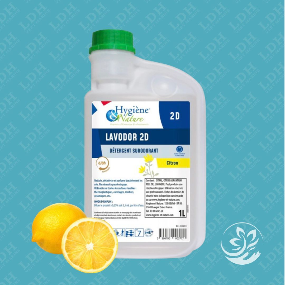 LAVODOR 2D – Détergent désodorisant sols senteur citron – forte rémanence 6 à 8h LAVODOR 2D – Détergent désodorisant sols senteur citron – forte rémanence 6 à 8h