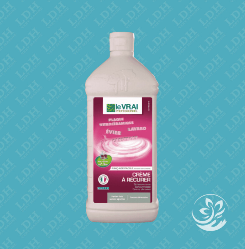 CRÈME À RÉCURER  le vrai 1 l Formule respectueuse à base d’un acide doux et de poudre de marbre Idéal pour récurer vasques, douches, baignoires, toilettes, émail, inox, faïence  parfum agrumes