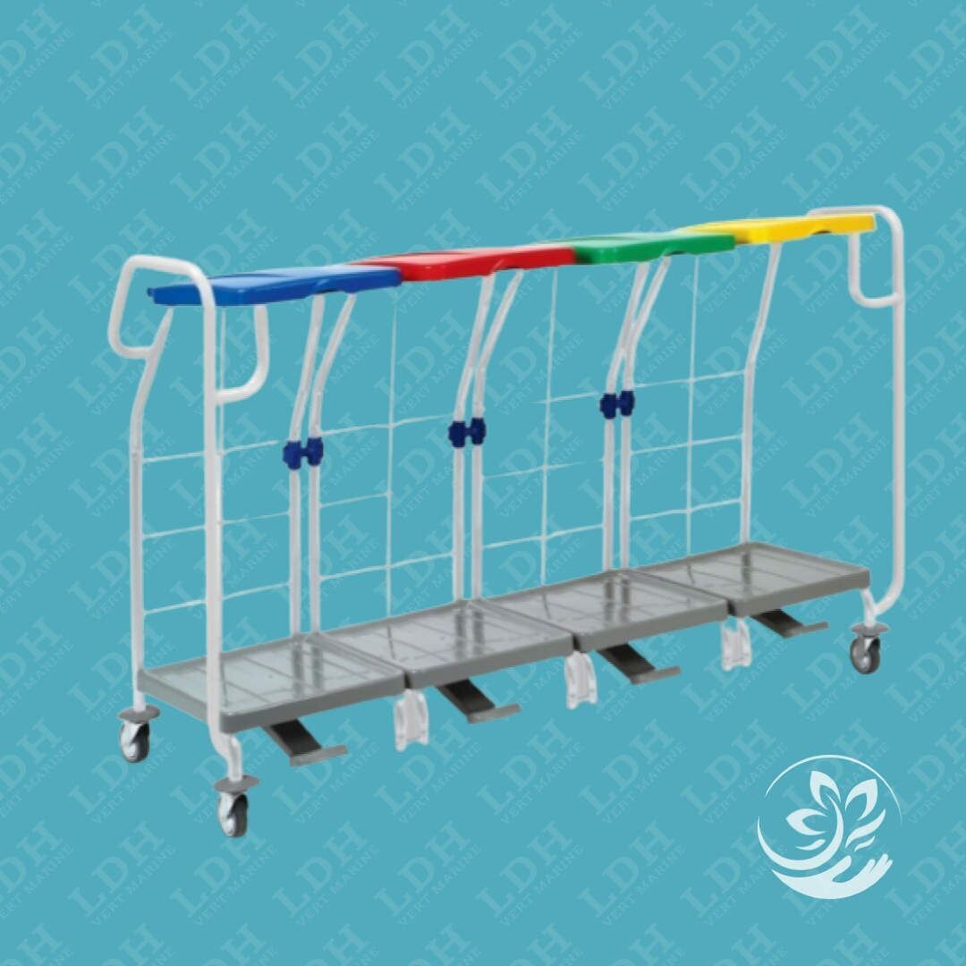 Chariot ramassage linge 4 supports sacs 70 L - Filmop Chariot ramassage linge 4 supports sacs 70 L - Filmop