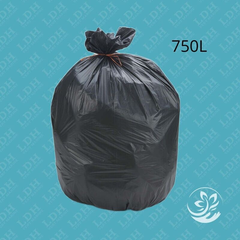 Housses conteneurs 750L super renforcé noir - Sacs poubelle  noir BD 30µ - Ct. de 100 Sacs