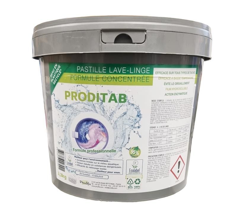 Pastille lave linge Ecolabel PRODITAB - 125 pastilles