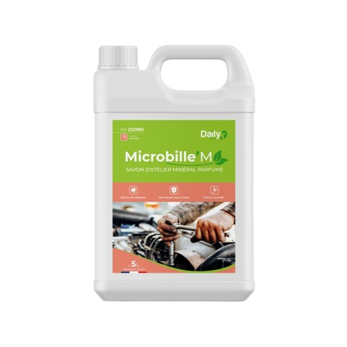 MICROBILLE'M Savon d’atelier microbille à base minérale DAILYK GREEN – Dégraissant mains professionnel 5 L
