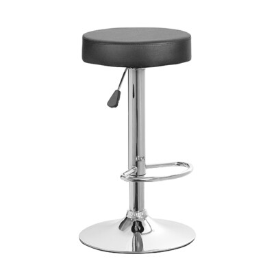 Black Round Bar Stool- PU Leather