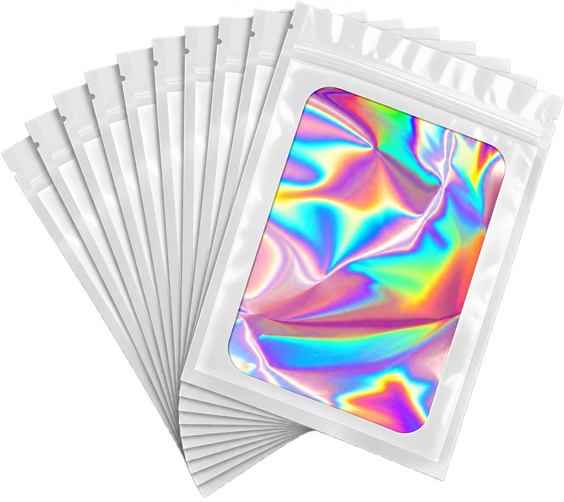 White 4 x 6 inch Resealable Mylar Holographic Bags