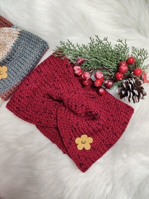 Knitted Earwarmer Red Tweed
