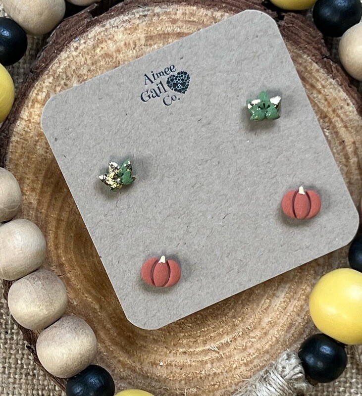 Pumpkin and Fall Leaf Stud Pack