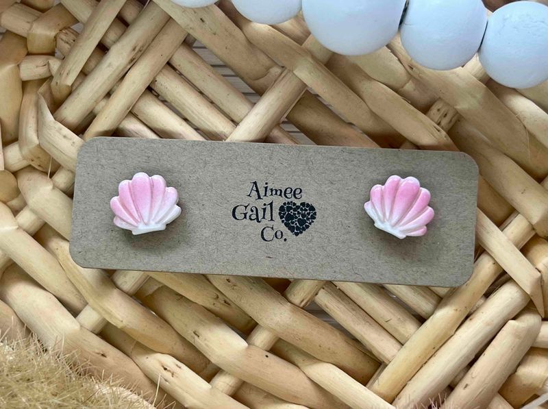 Light Pink Seashell Studs