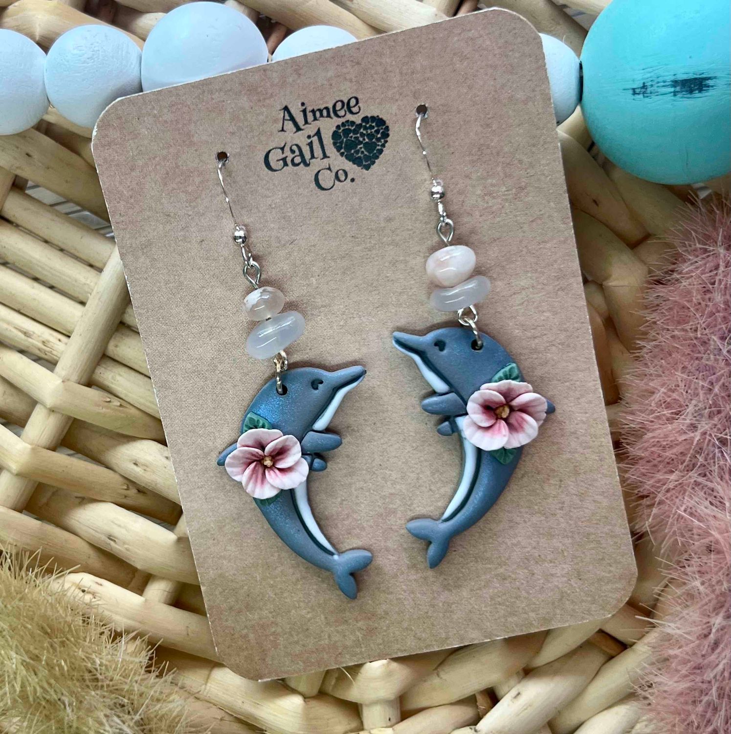 Pink Hibiscus Dolphin Dangle