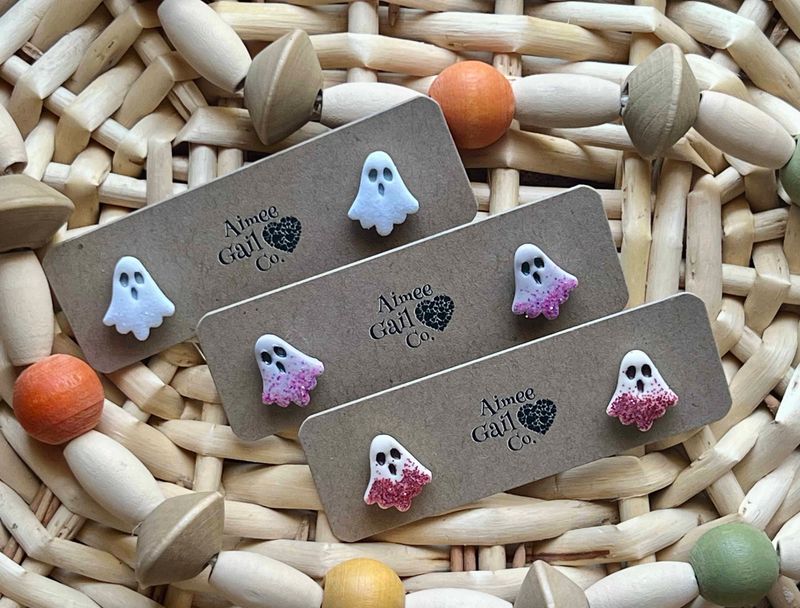 Glitter Ghost Studs