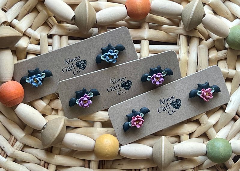 Floral Bat Studs