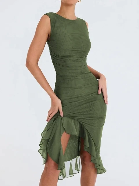 Elegant Ruffled Midi Dress