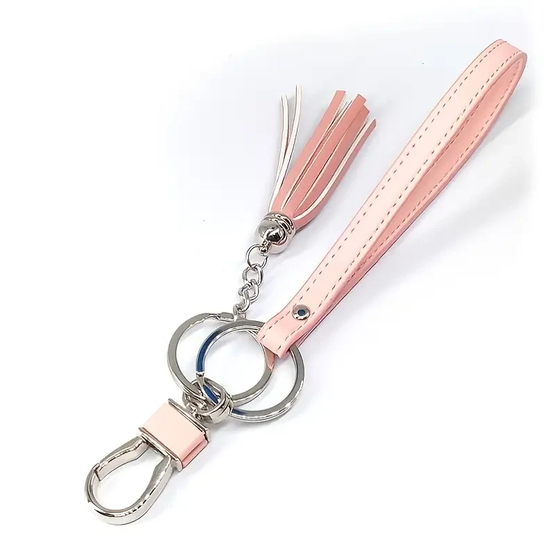 Baby Pink Vegan Leather Tassel Keychain/Purse Charm Lanyard