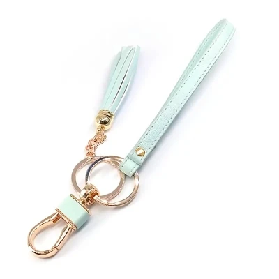 Mint Green Vegan Leather Tassel Keychain/Purse Charm Lanyard