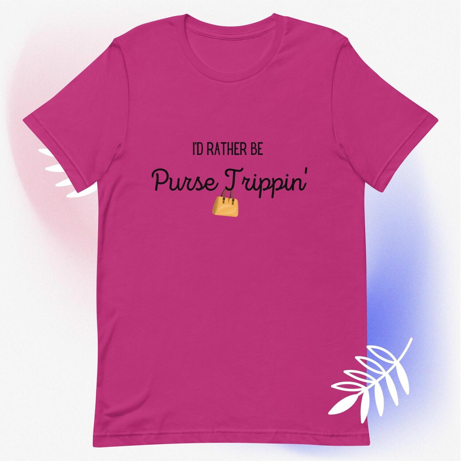 I&#39;d Rather Be Purse Trippin&#39;  T-shirt, Color: Berry, Size: S