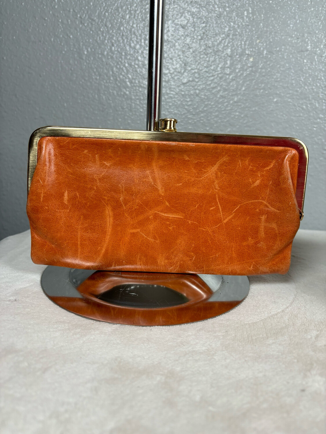 Tasche Burnt Orange Leather Double Kisslock Wallet
