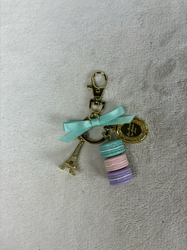 LaDuree Designer Macaron/Eiffel Tower Teal Bow Charm/Keychain