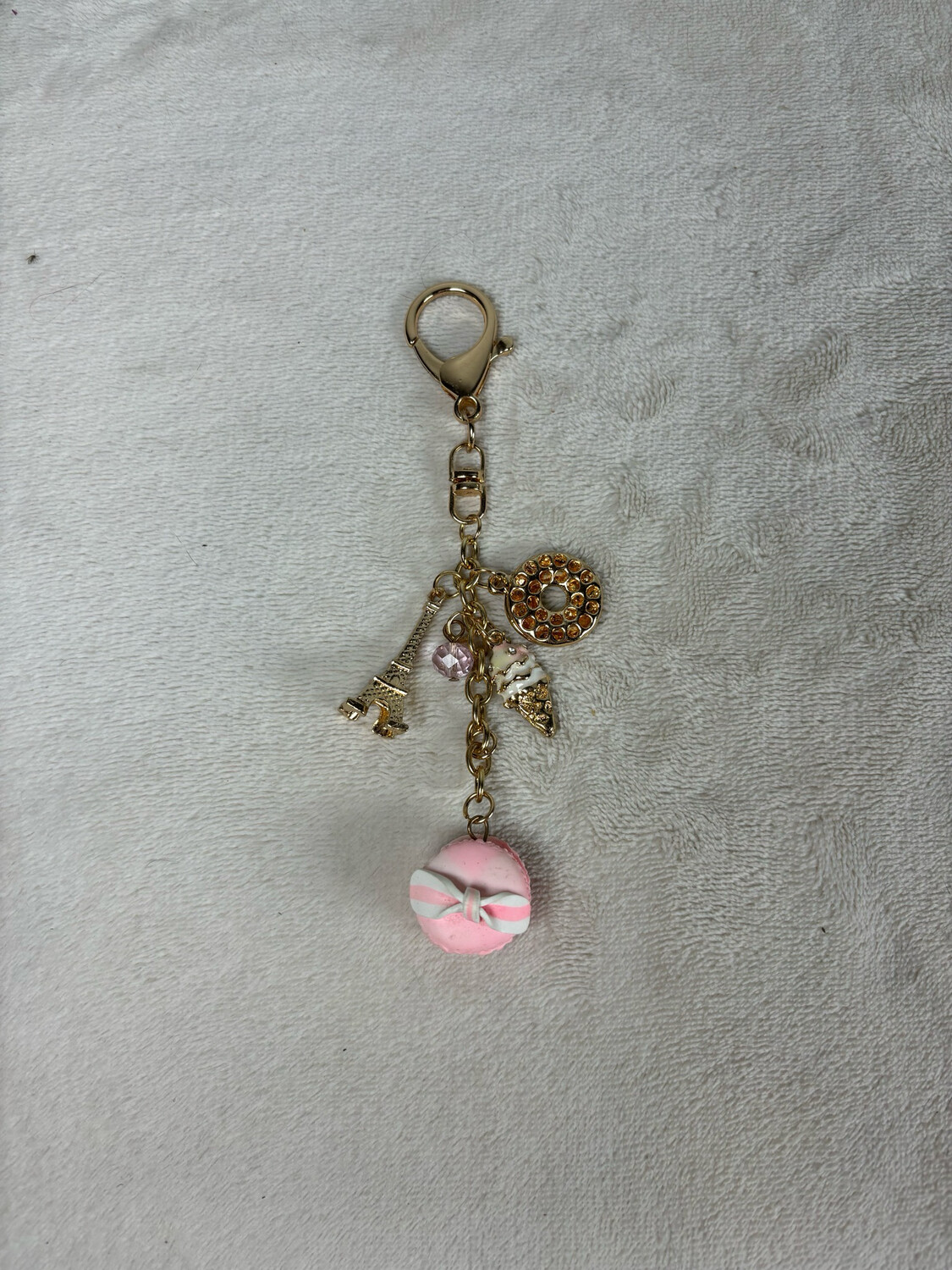 Single Pink Macaron/Ice Cream/Eiffel Tower Charm/Keychain