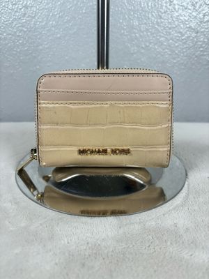 Michael Kors Ivory Croc Embossed Leather Card Wallet