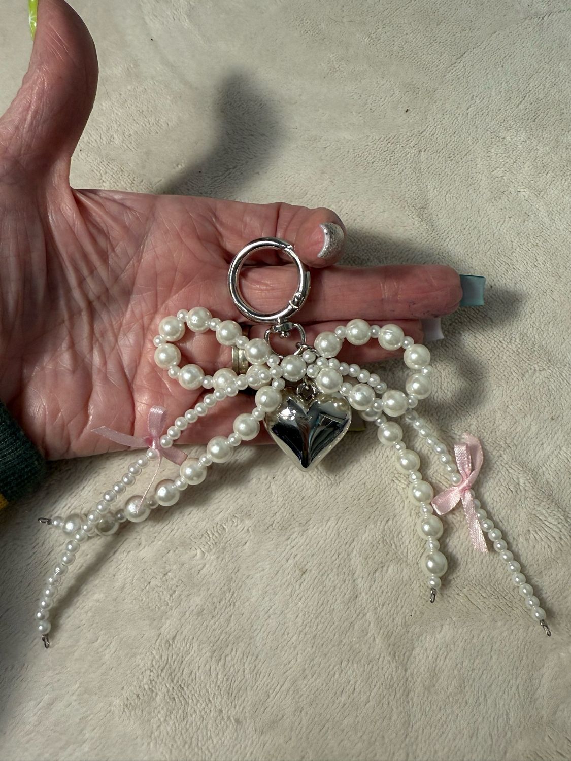 Pearl Pink Bows Charm LARGE