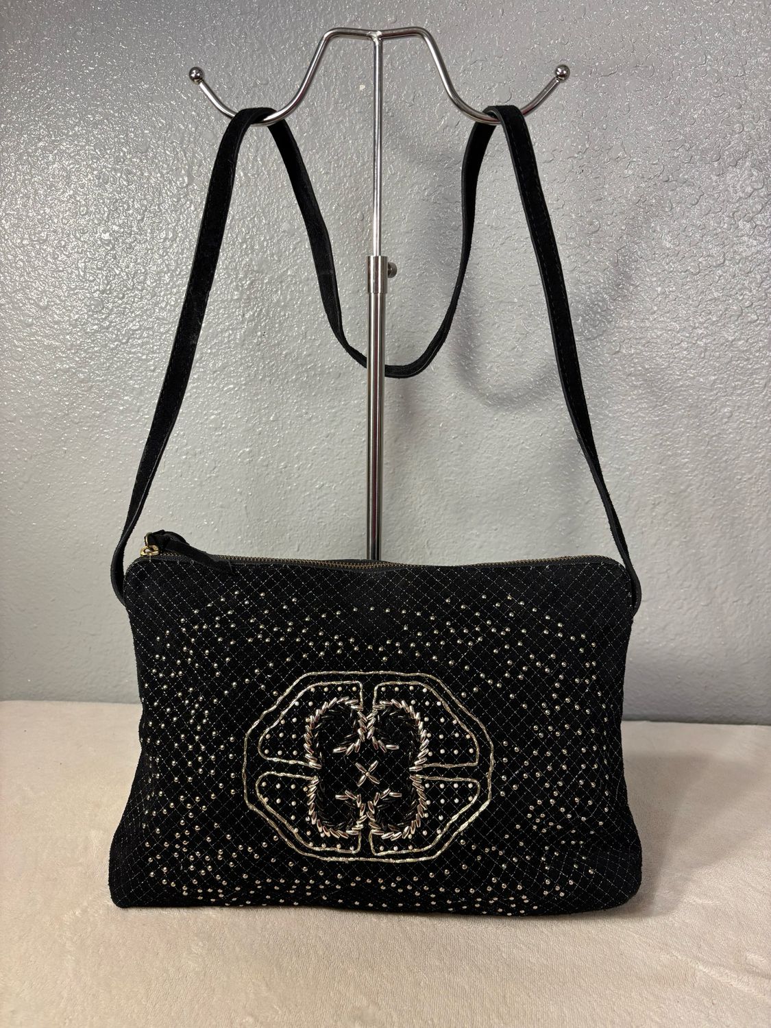 Trafalic Black Suede Crossbody