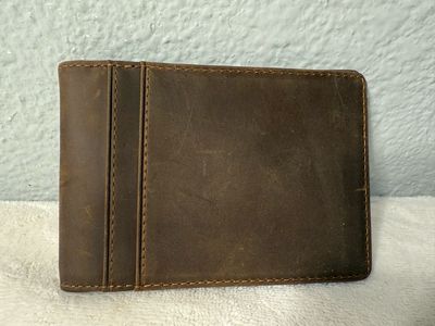 Kinzd Brown Leather Money Clip Card Wallet