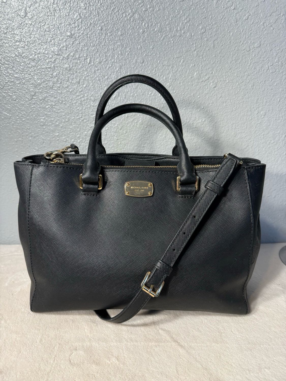 Michael Kors Black Saffiano Leather Satchel