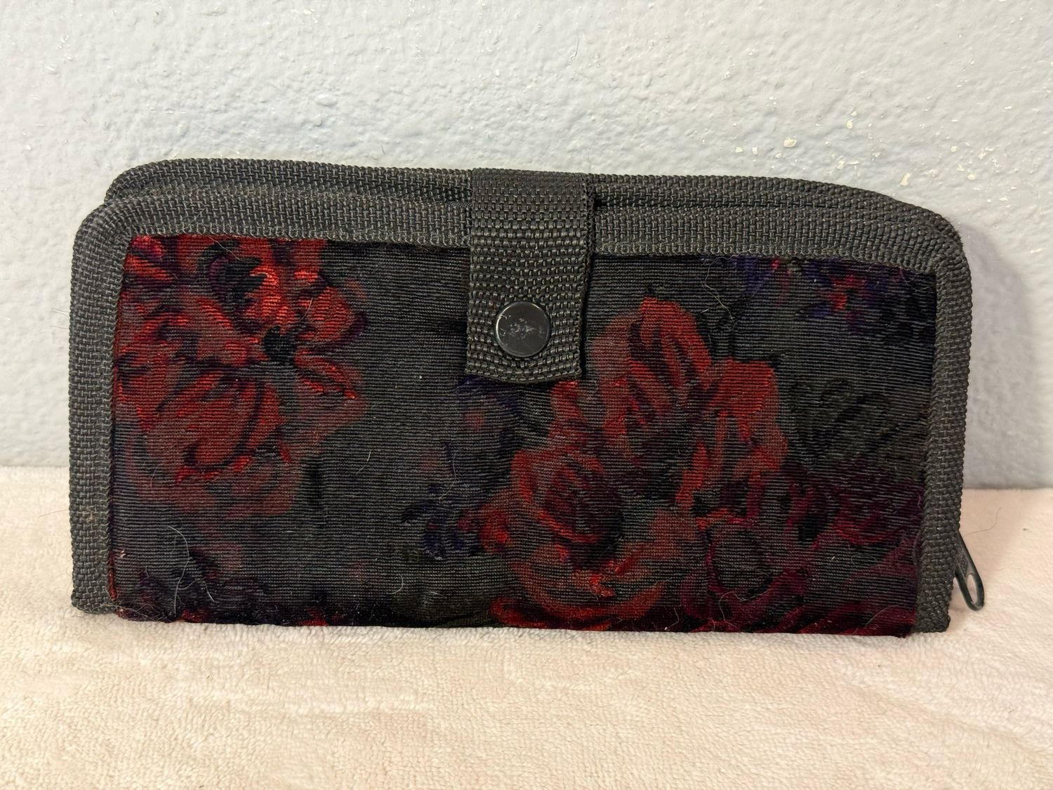 Vintage 1970’s Black Velour Roses Wallet