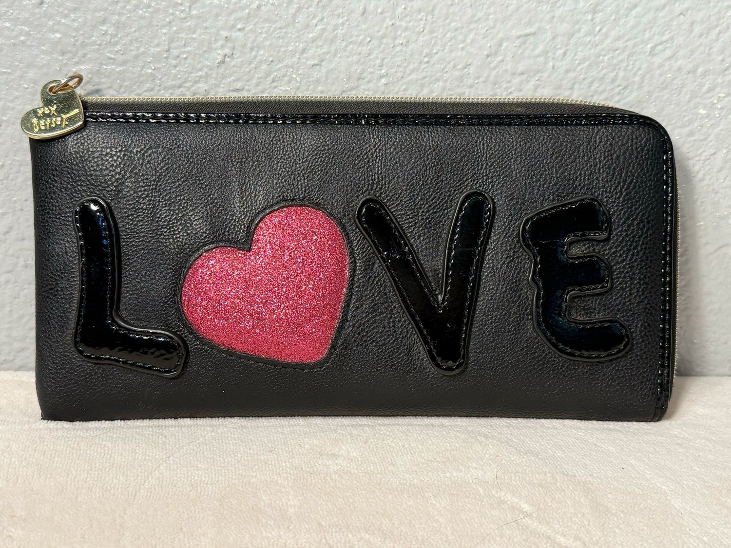 BETSEY Johnson Black PU Leather Clutch Wallet
