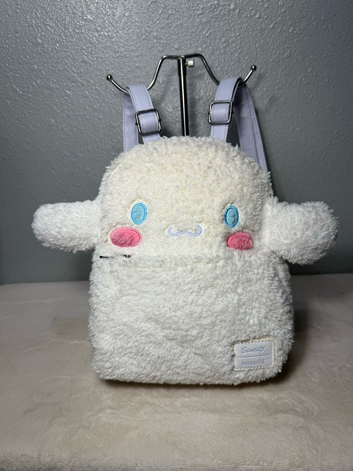 Sanrio Loungefly Limited Edition White Fuzzy Cinamaroll Mini Backpack