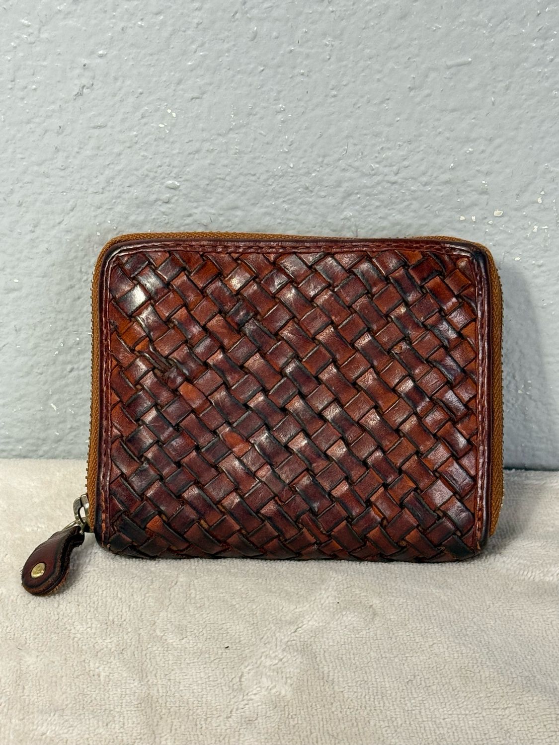 Marta Ponti Brown Woven Leather Wallet