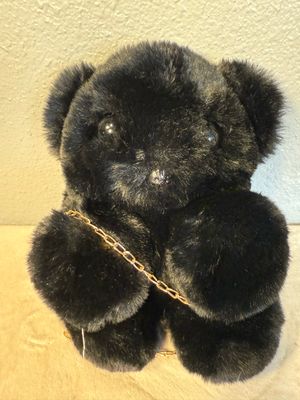 Unbranded Plush Faux Fur Black Bear Crossbody-Backpack