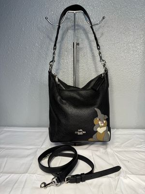 Coach Disney Collab Thumper Black Leather Shoulder Bag / Crossbody NWOT