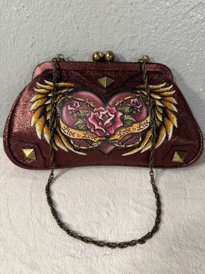 Isabella Fiore Embroidered And Hand Painted Kisslock Clutch NWOT
