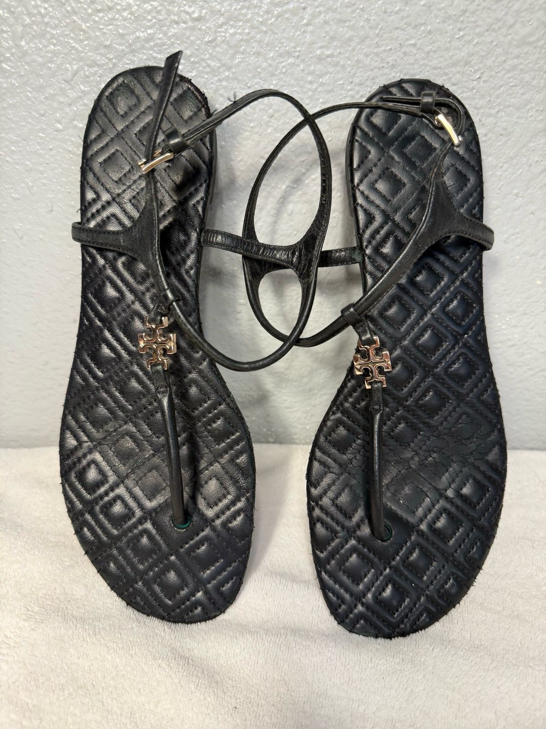 Tory Burch Black Leather Sandals Size 7-7.5