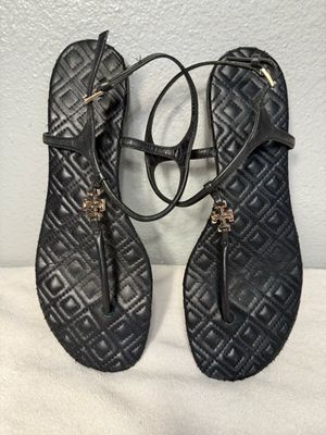 Tory Burch Black Leather Sandals Size 7-7.5