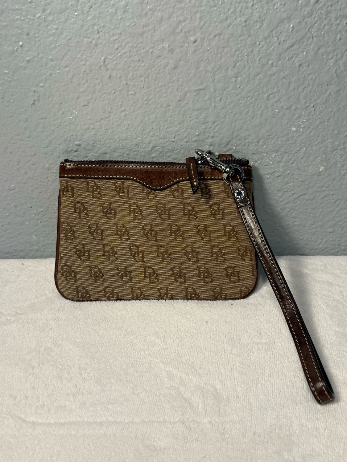 DOONEY And Bourke Brown Signature Wristlet Key Wallet