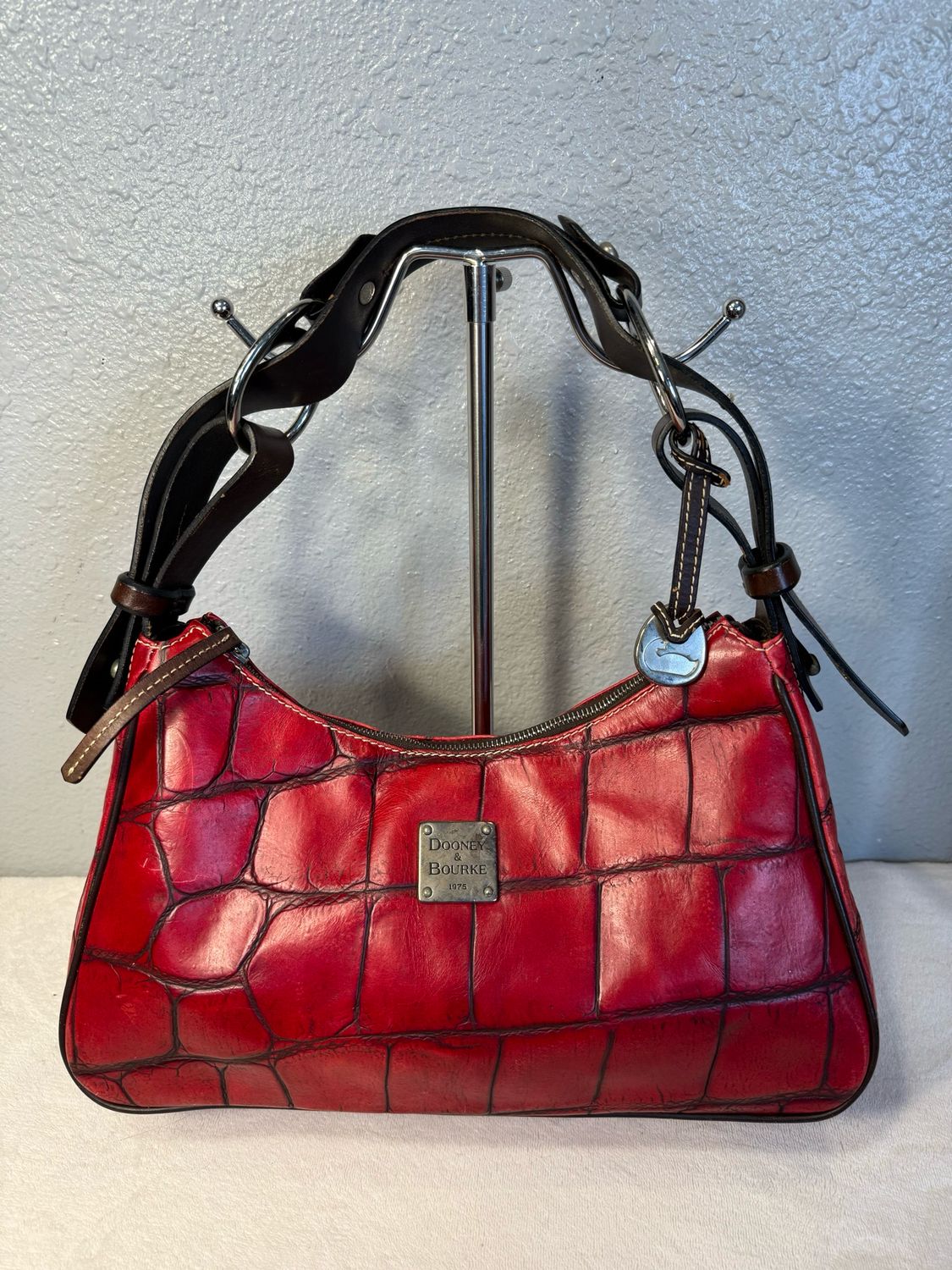 DOONEY And Bourke Ruby Red Nile Leather Shoulder Bag