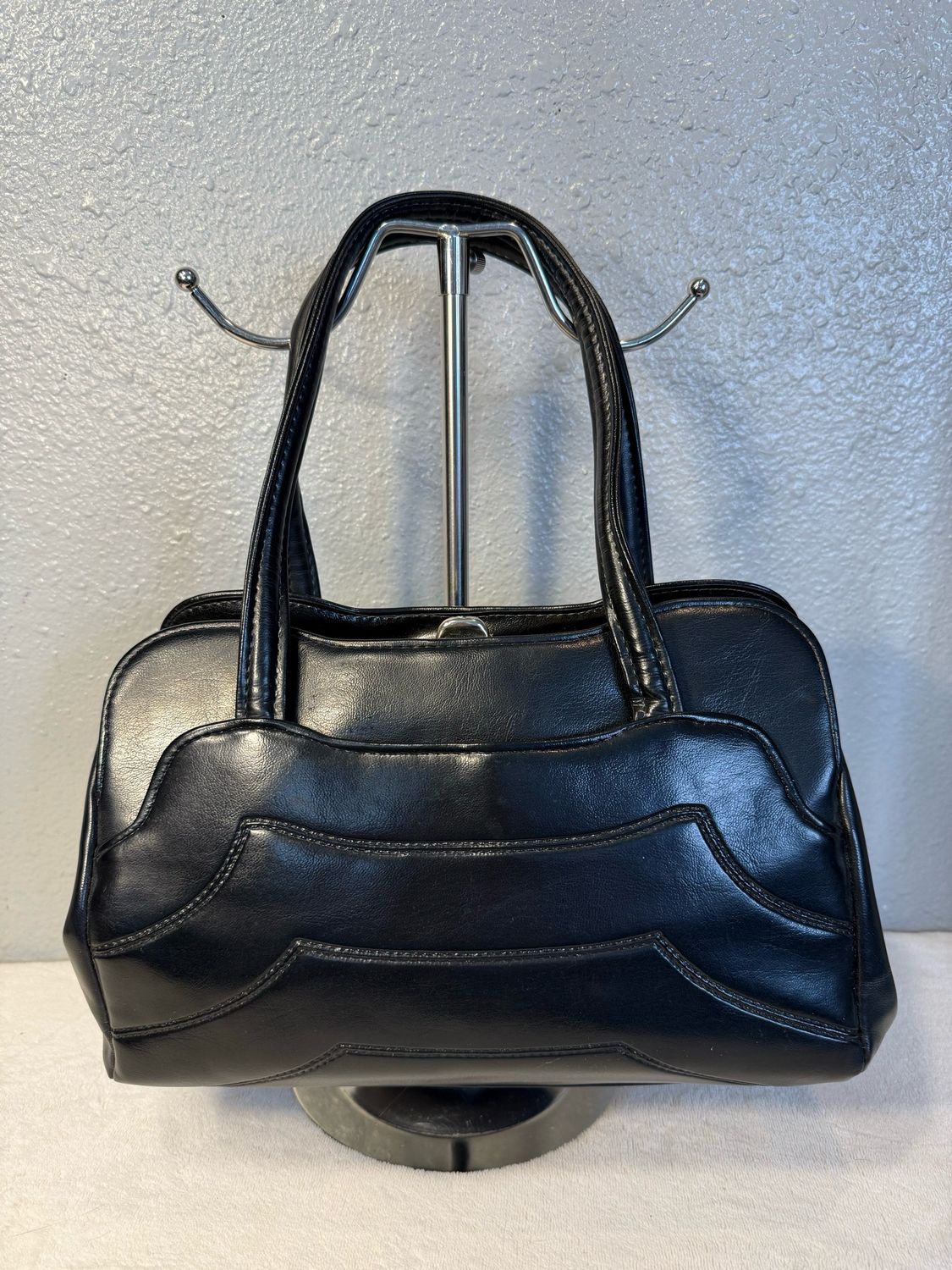 Vintage 1950’s Vegan Leather Black Handbag
