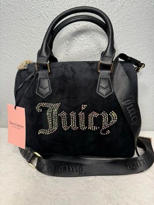 Juicy Couture Black Velvet And AB Crystal Satchel NWT!