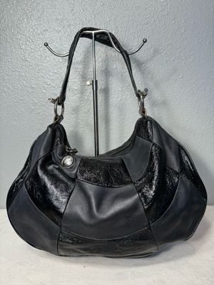 Frankie Darto Vintage Black Leather Patchwork Hobo