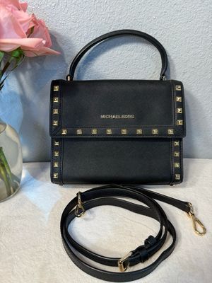 Michael Kors Black Saffiano Studded Crossbody