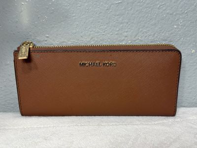 Michael Kors Brown Saffiano Leather 3/4 Zip Wallet