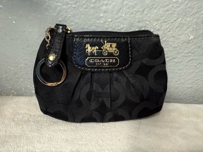 Coach Vintage Black Signature Key Card Coin Wallet