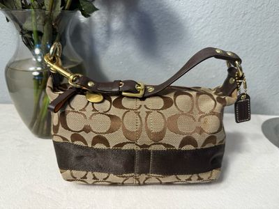 Coach Vintage Brown Signature Stripe Baguette NWOT