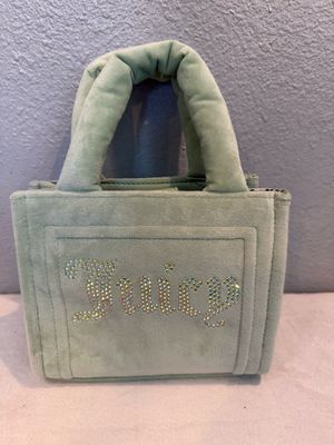 Juicy Couture Mint Green Velour With Rhinestones Handbag