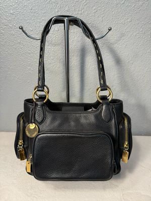 Sigrid Olsen, Vintage Black Leather Multi Pocket Shoulder Bag NWOT